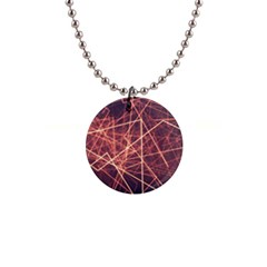 Light Fiber Black Fractal Art 1  Button Necklace by HermanTelo