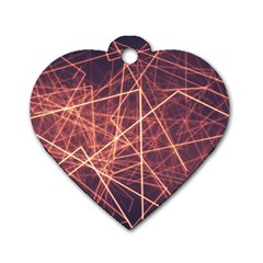 Light Fiber Black Fractal Art Dog Tag Heart (two Sides)