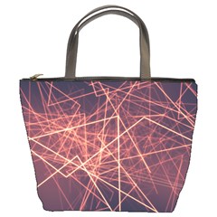 Light Fiber Black Fractal Art Bucket Bag