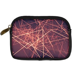 Light Fiber Black Fractal Art Digital Camera Leather Case