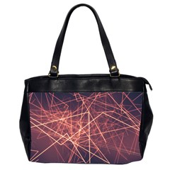 Light Fiber Black Fractal Art Oversize Office Handbag (2 Sides) by HermanTelo