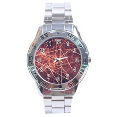 Light Fiber Black Fractal Art Stainless Steel Analogue Watch by HermanTelo