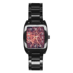 Light Fiber Black Fractal Art Stainless Steel Barrel Watch