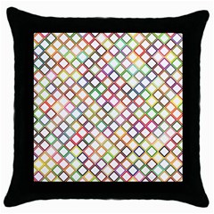 Grid Colorful Multicolored Square Throw Pillow Case (black) by HermanTelo