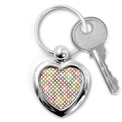 Grid Colorful Multicolored Square Key Chains (heart)  by HermanTelo