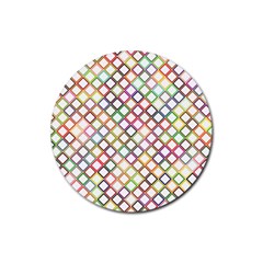 Grid Colorful Multicolored Square Rubber Round Coaster (4 Pack)  by HermanTelo