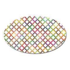 Grid Colorful Multicolored Square Oval Magnet by HermanTelo