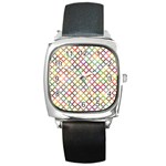 Grid Colorful Multicolored Square Square Metal Watch Front