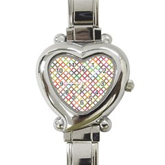 Grid Colorful Multicolored Square Heart Italian Charm Watch