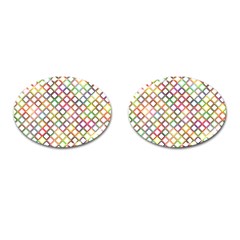 Grid Colorful Multicolored Square Cufflinks (oval) by HermanTelo