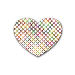 Grid Colorful Multicolored Square Heart Coaster (4 Pack) 