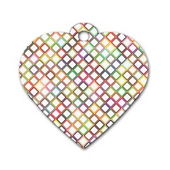 Grid Colorful Multicolored Square Dog Tag Heart (two Sides)