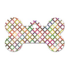 Grid Colorful Multicolored Square Dog Tag Bone (one Side) by HermanTelo