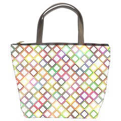 Grid Colorful Multicolored Square Bucket Bag