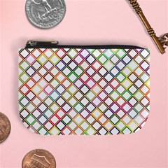 Grid Colorful Multicolored Square Mini Coin Purse