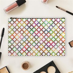 Grid Colorful Multicolored Square Cosmetic Bag (large)