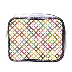 Grid Colorful Multicolored Square Mini Toiletries Bag (one Side)