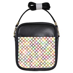 Grid Colorful Multicolored Square Girls Sling Bag