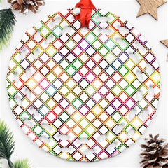 Grid Colorful Multicolored Square Round Filigree Ornament (two Sides)