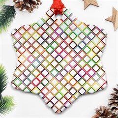 Grid Colorful Multicolored Square Snowflake Ornament (two Sides)