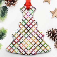 Grid Colorful Multicolored Square Christmas Tree Ornament (two Sides)