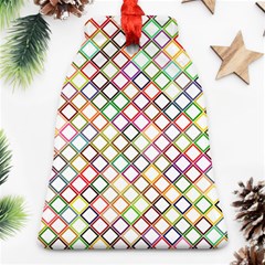 Grid Colorful Multicolored Square Bell Ornament (two Sides)