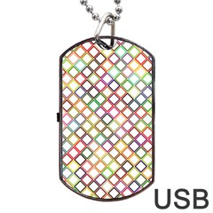 Grid Colorful Multicolored Square Dog Tag Usb Flash (one Side) by HermanTelo