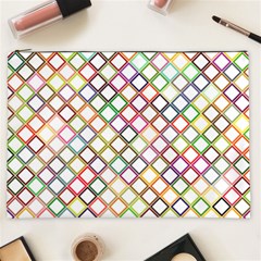 Grid Colorful Multicolored Square Cosmetic Bag (xxl)