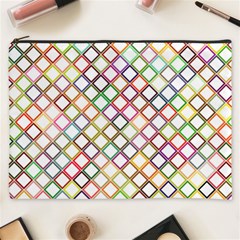 Grid Colorful Multicolored Square Cosmetic Bag (xxxl)