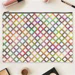 Grid Colorful Multicolored Square Cosmetic Bag (XXXL) Front