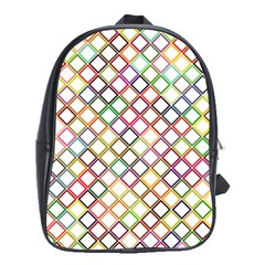 Grid Colorful Multicolored Square School Bag (xl) by HermanTelo