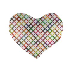 Grid Colorful Multicolored Square Standard 16  Premium Heart Shape Cushions by HermanTelo