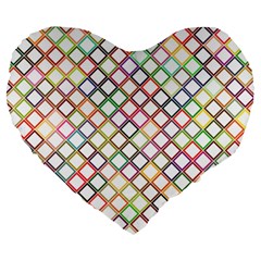 Grid Colorful Multicolored Square Large 19  Premium Heart Shape Cushions