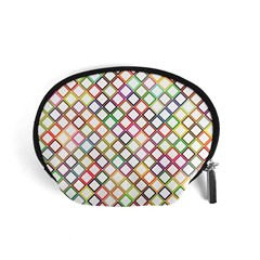 Grid Colorful Multicolored Square Accessory Pouch (small) by HermanTelo