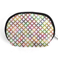 Grid Colorful Multicolored Square Accessory Pouch (medium)