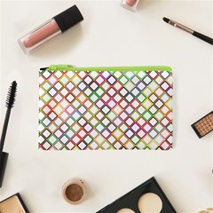 Grid Colorful Multicolored Square Cosmetic Bag (xs)