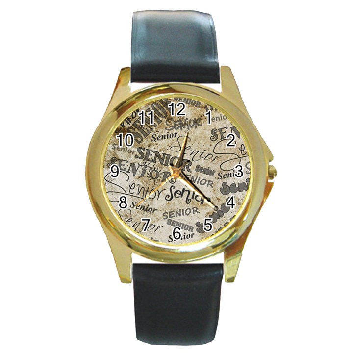 Graduation School Celebration Round Gold Metal Watch