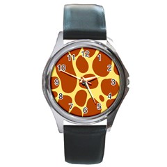 Seamless Tile Skin Background Round Metal Watch by HermanTelo