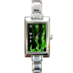 Smoke Flame Abstract Green Rectangle Italian Charm Watch by HermanTelo