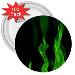 Smoke Flame Abstract Green 3  Buttons (100 Pack)  by HermanTelo