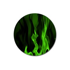 Smoke Flame Abstract Green Magnet 3  (round) by HermanTelo