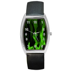 Smoke Flame Abstract Green Barrel Style Metal Watch by HermanTelo