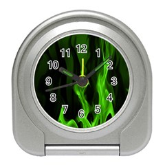 Smoke Flame Abstract Green Travel Alarm Clock by HermanTelo