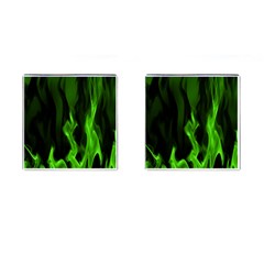 Smoke Flame Abstract Green Cufflinks (square) by HermanTelo