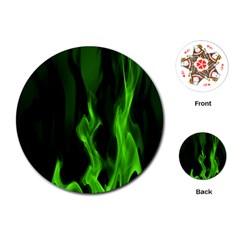 Smoke Flame Abstract Green Playing Cards (round)