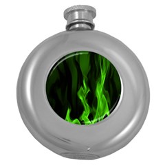 Smoke Flame Abstract Green Round Hip Flask (5 Oz)