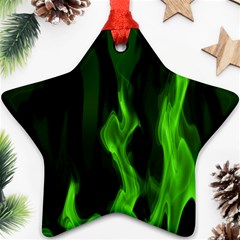 Smoke Flame Abstract Green Star Ornament (two Sides) by HermanTelo