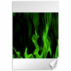 Smoke Flame Abstract Green Canvas 24  X 36 