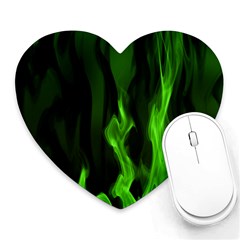 Smoke Flame Abstract Green Heart Mousepads