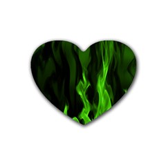 Smoke Flame Abstract Green Heart Coaster (4 Pack) 